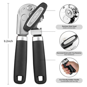 Beneno can opener close-up showing sharp carbon steel blade for clean cuts