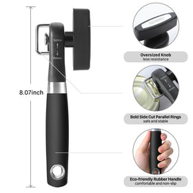 Beneno can opener with Japanese steel blade delivers lasting sharpness.