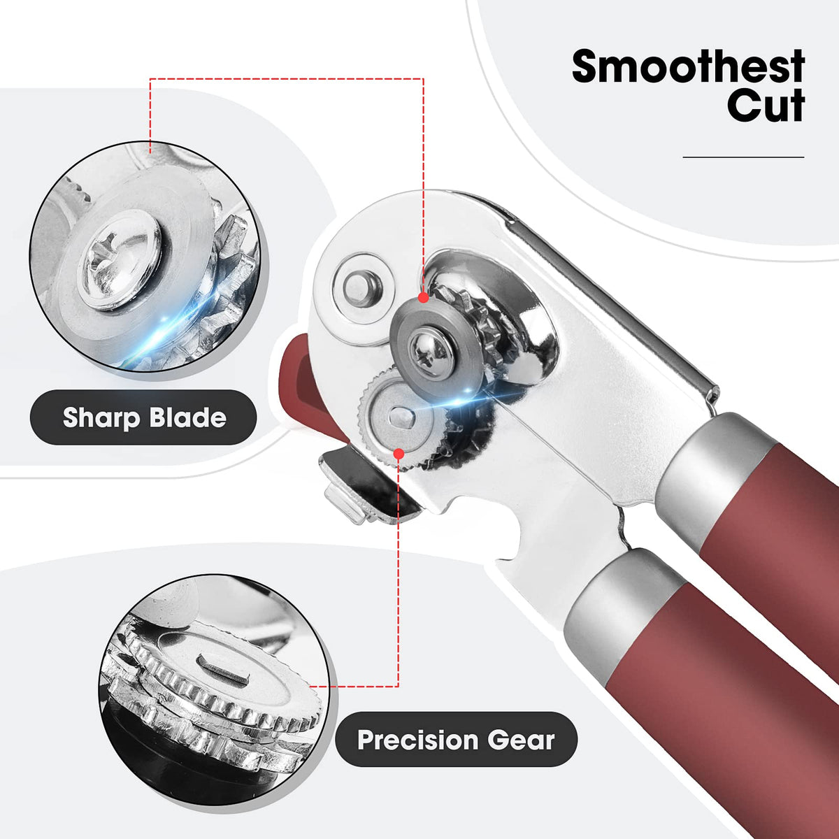 Beneno razor sharp carbon steel blade delivers smooth can cuts.