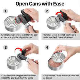 Beneno can opener safe-cut lid leaves smooth edges and minimizes waste.