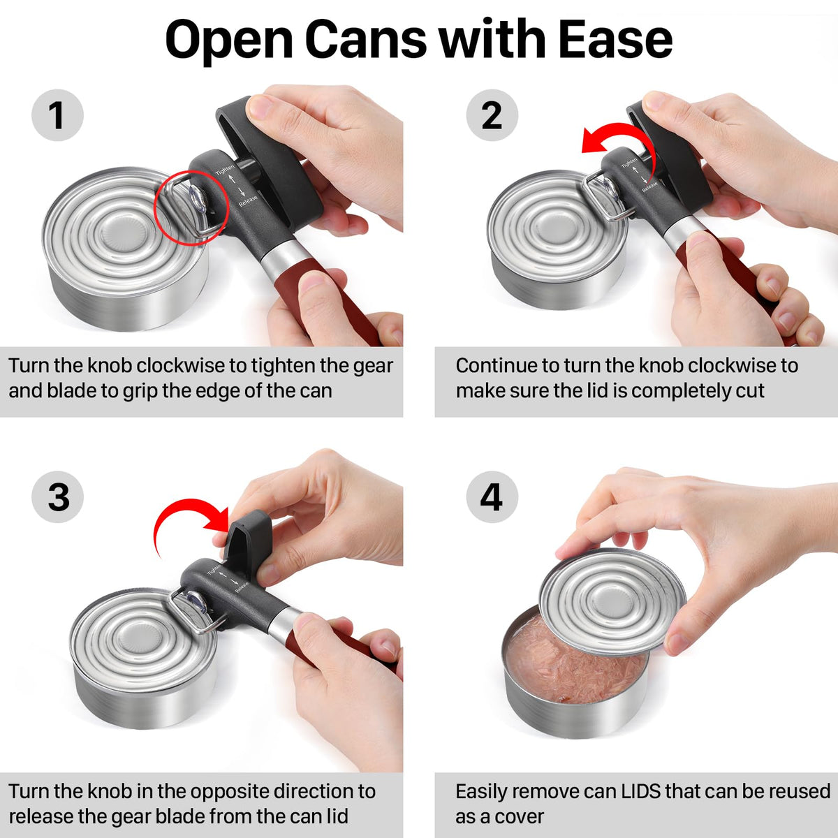 Beneno safe lid removal reduces risk of lid falling into food.