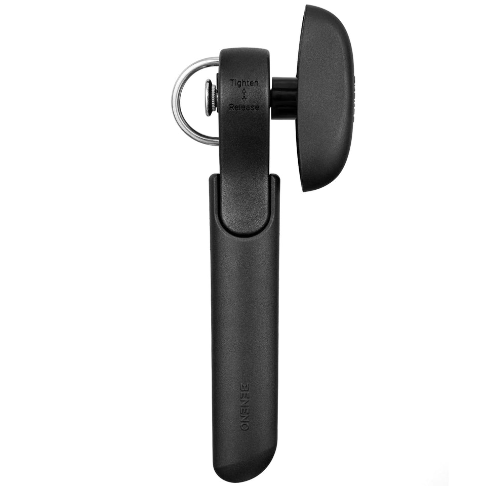 Beneno can opener with safe side-cut blade for mess-free lid removal.