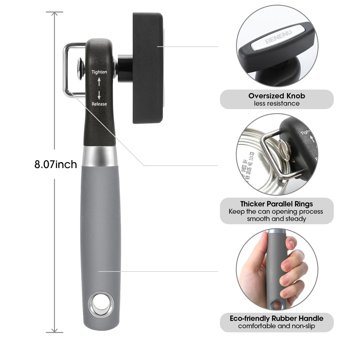Beneno safety handle with rubber grip offers comfortable, non-slip control