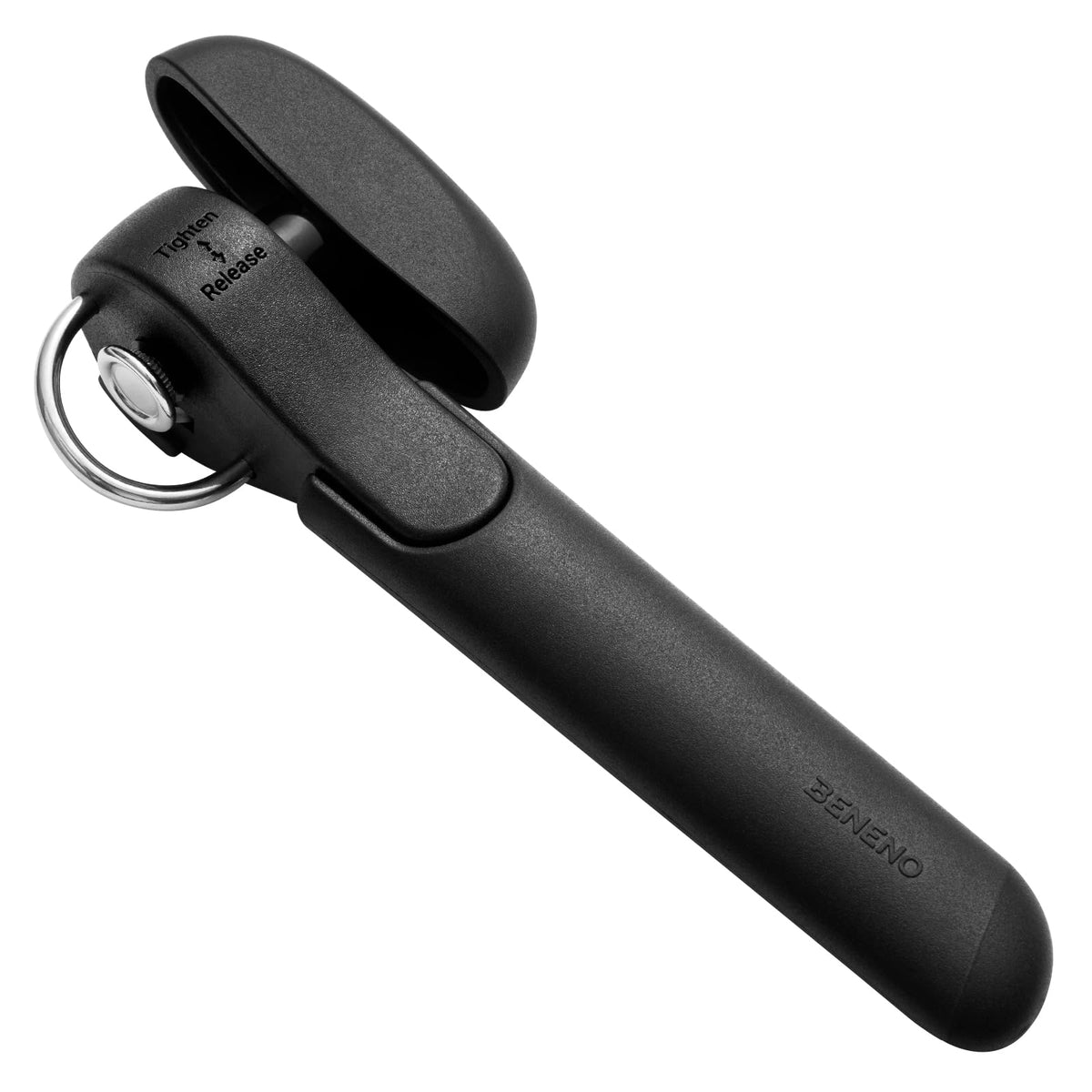 Beneno can opener's sleek design fits neatly on any kitchen counter.