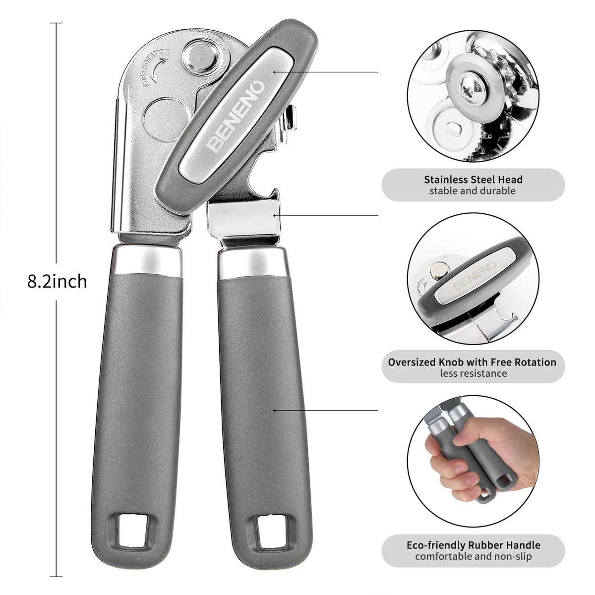 Beneno can opener soft grip handle for comfortable use