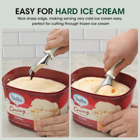 Beneno ergonomic grip with soft rubber aids steady scooping.