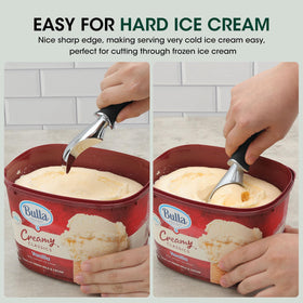 Beneno extended-handle ergonomic grip demonstrates reduced wrist strain during scooping