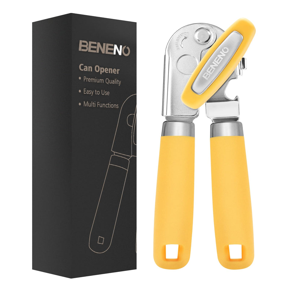 Beneno heavy-duty can opener with magnet safely removing can lid