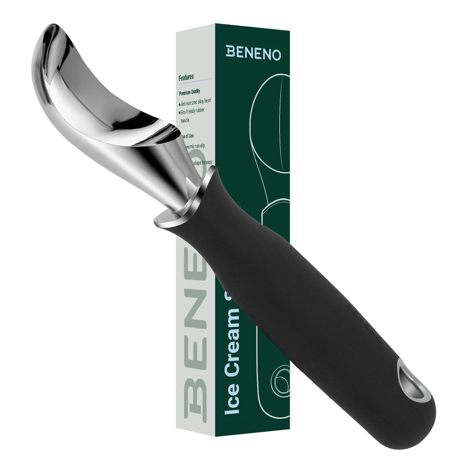 Beneno heavy-duty ice cream scoop front view showing sturdy zinc alloy construction for longevity