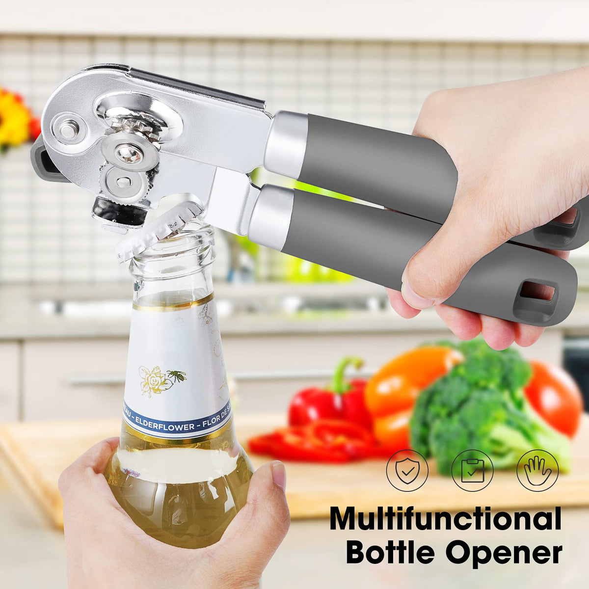 Beneno multifunctional kitchen tool includes built-in bottle opener