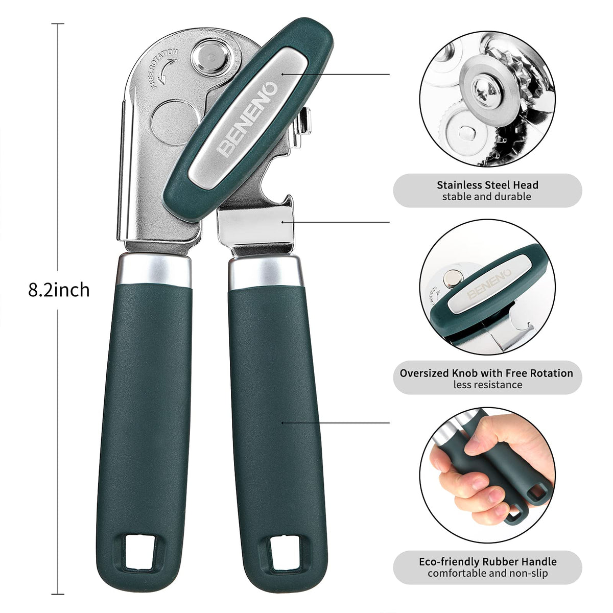 Beneno soft-grip handle provides comfortable, slip-resistant operation.