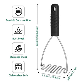 Beneno stainless steel masher head provides sturdy support for smooth texture
