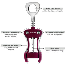 Beneno ergonomic non-slip wing handle ensures steady grip during uncorking