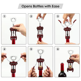 Beneno sharp-edged screw prevents cork crumbling for cleaner wine pouring