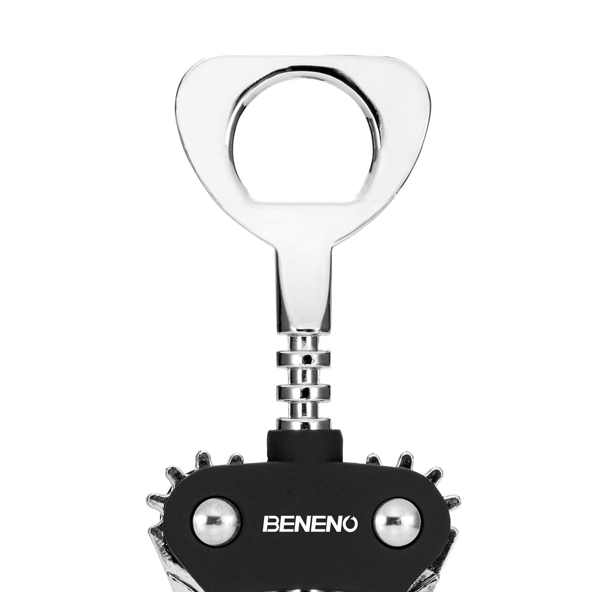 Beneno wine opener sharp-edged screw prevents cork crumbling during use.