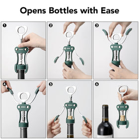 Beneno sharp-edged screw helps prevent cork crumbling during removal.