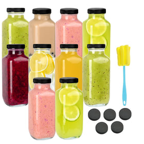 Benestanti 10-pack 16oz glass juice bottles bundle ready for juicing.
