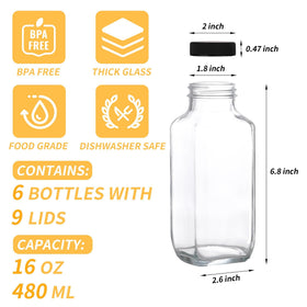 Benestanti 16 oz glass bottle in fridge keeps beverages fresh.