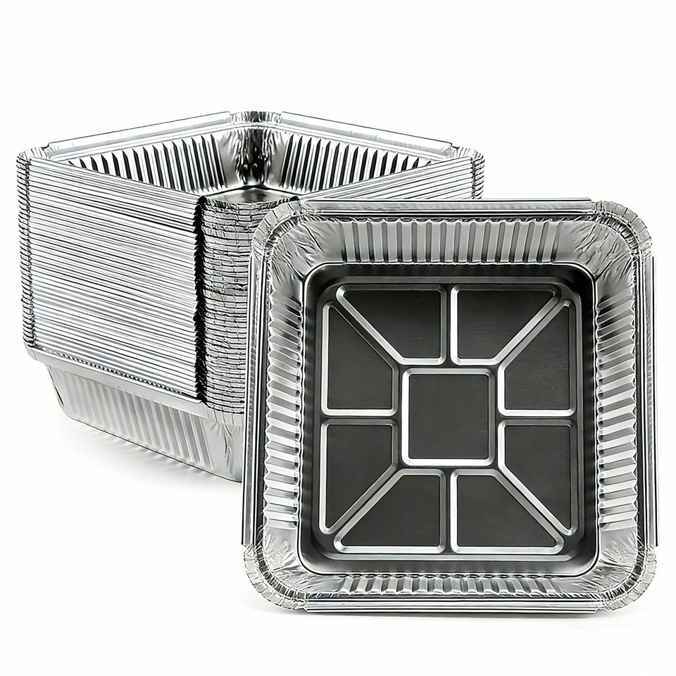 Benestanti aluminum pans 8x8 inch square 50-pack ready for baking and meal prep