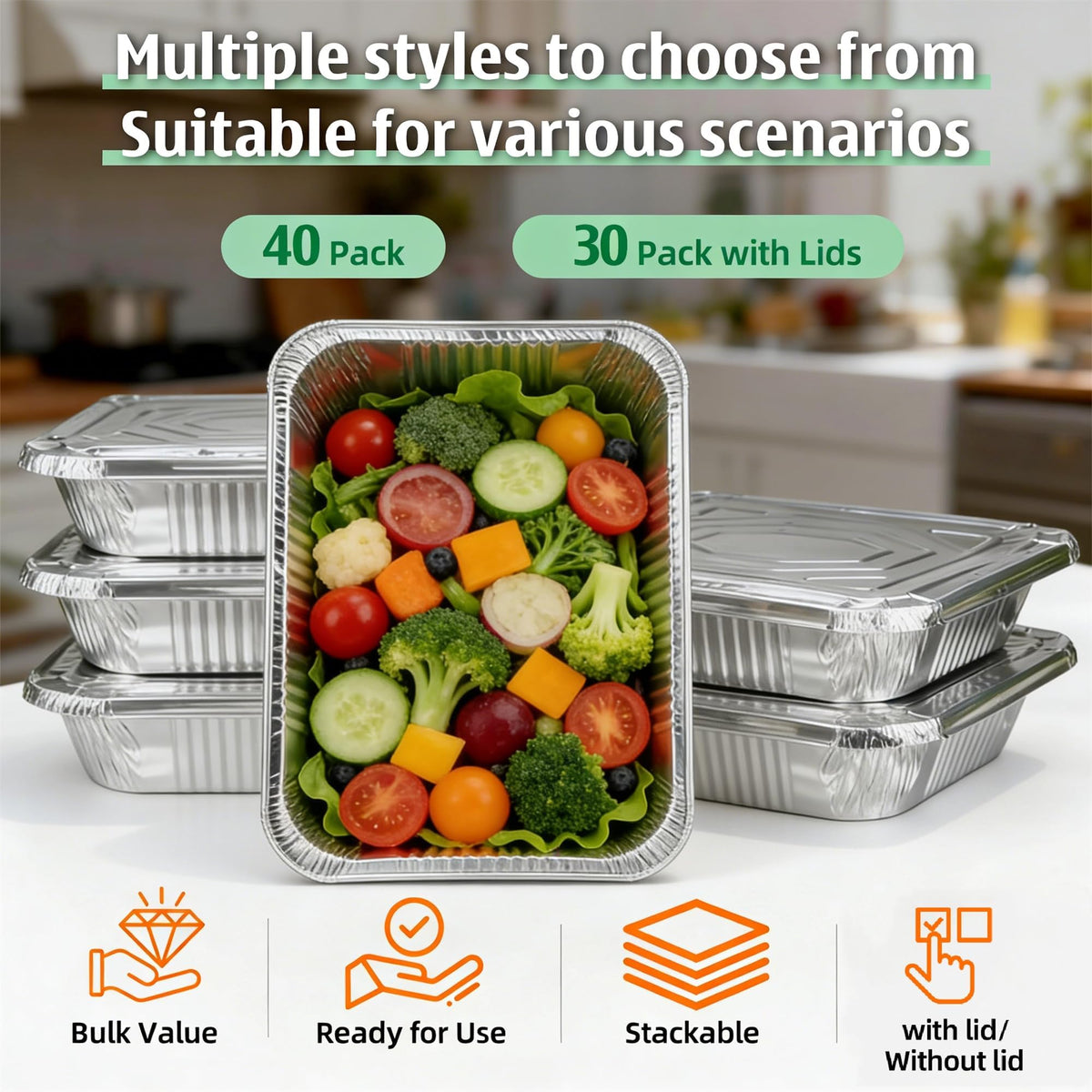 Benestanti deep tin foil pan with lid provides space for casseroles