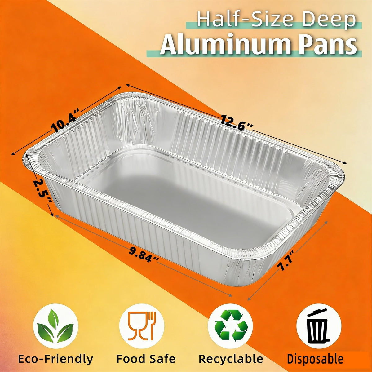 Benestanti half-size disposable foil pan with lid ideal for portions and transport