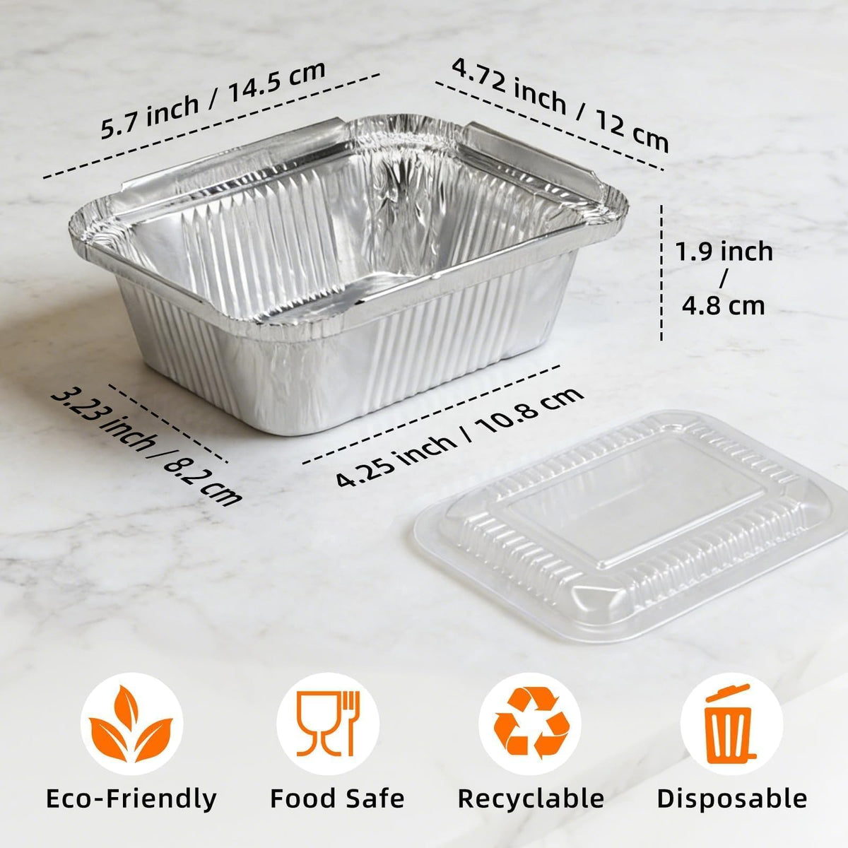 Benestanti foil pans 5x4 inch, perfect for single-serve portions.
