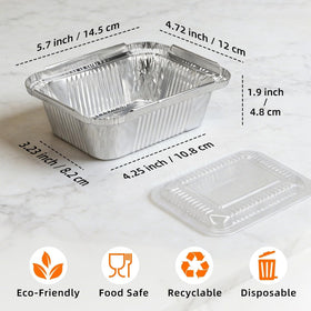 Benestanti foil pans 5x4 inch, perfect for single-serve portions.