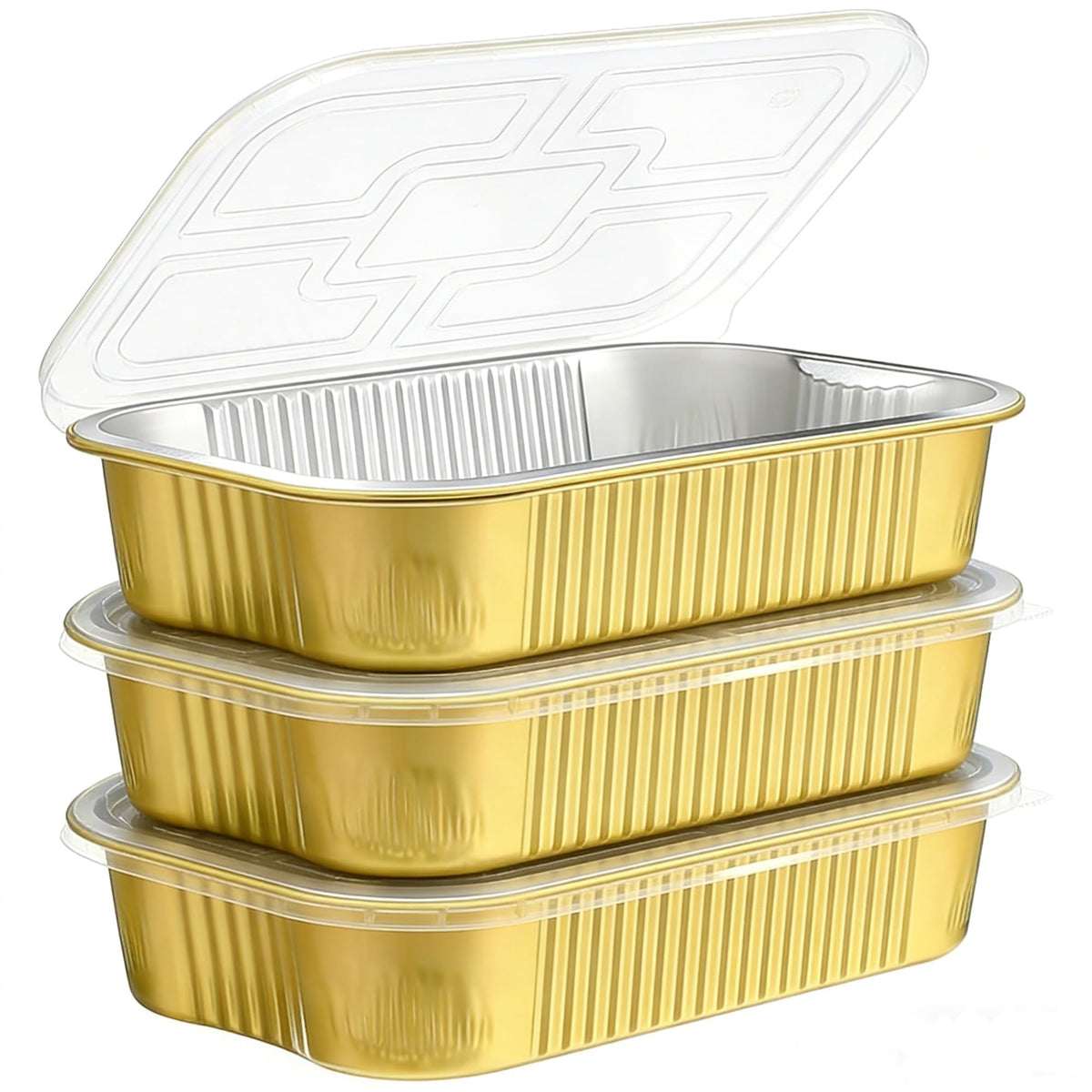 Benestanti gold pan lid on demonstrates airtight chear lids for secure storage