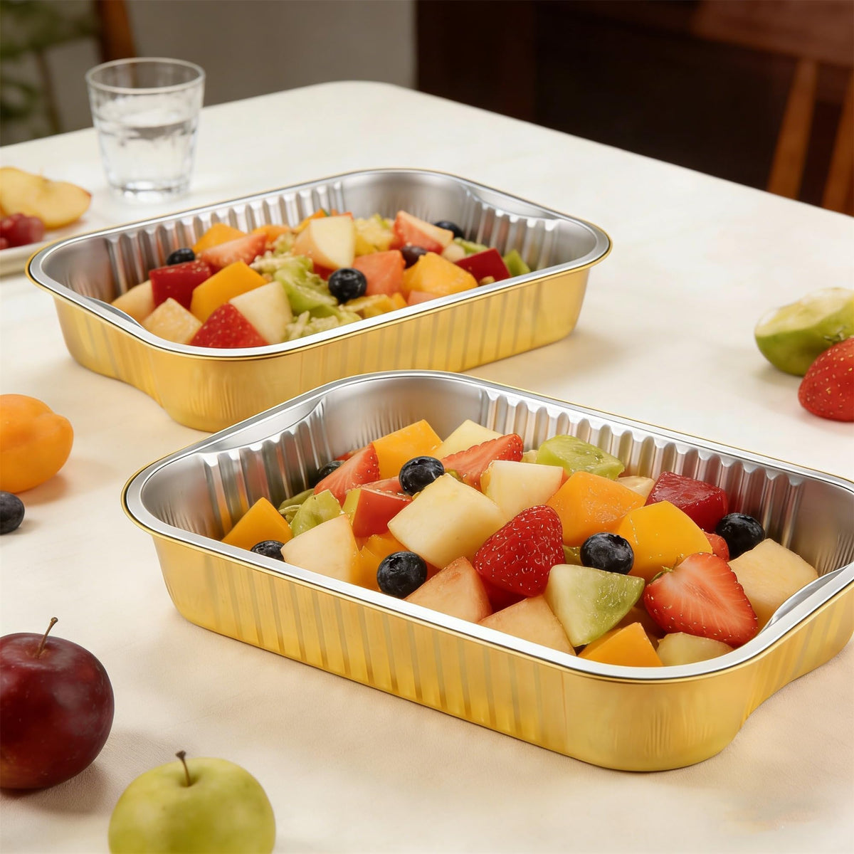 Benestanti stackable gold pan saves kitchen space during storage