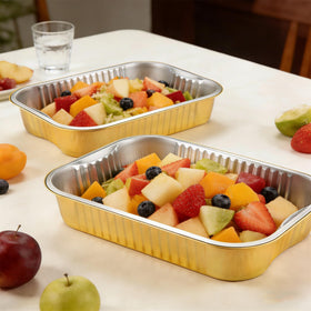 Benestanti stackable gold pan saves kitchen space during storage