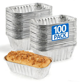 Benestanti mini loaf pans in 6x3.5x2in size, durable aluminum for even heat distribution.