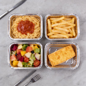 Benestanti oven-safe foil pans suitable for baking and roasting.