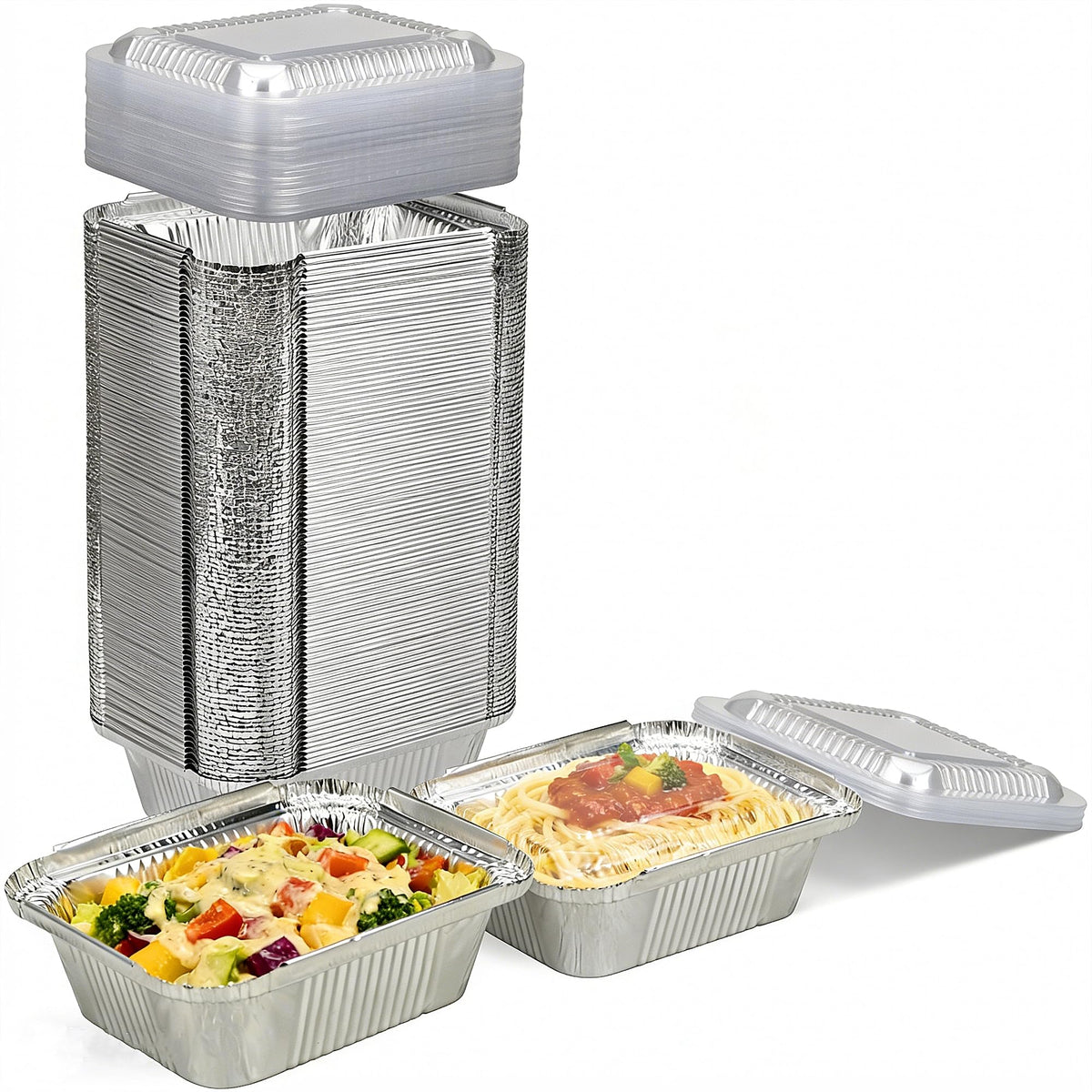 Benestanti small pans with lids closed, ideal for transporting prepared meals.