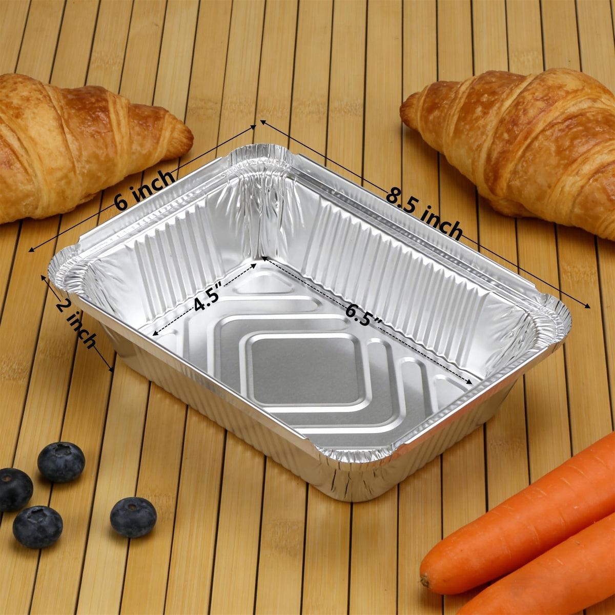 Benestanti stackable aluminum pans save space in storage and transport.