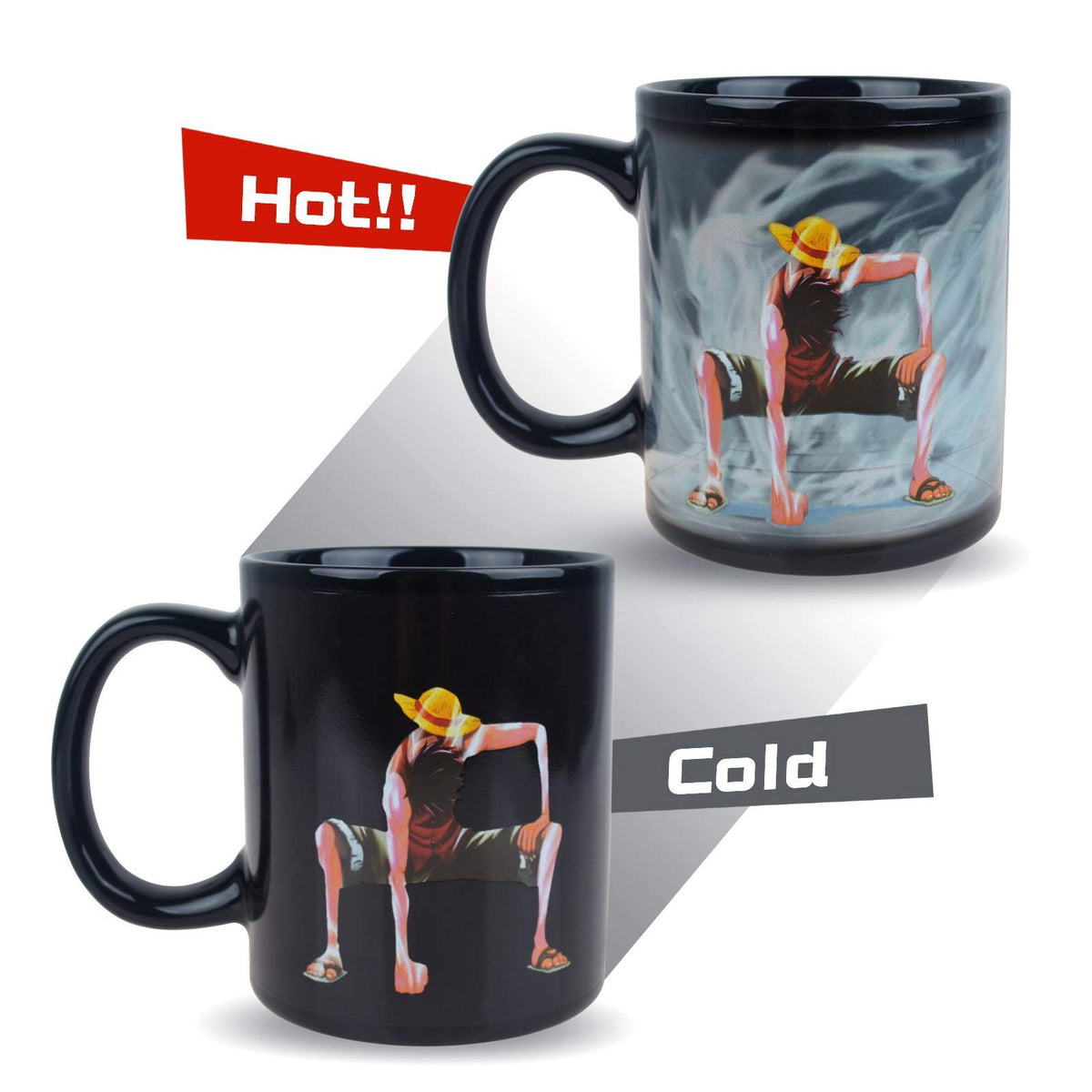 BeneU Luffy color-change mug shows surprising illustration during tea or coffee.