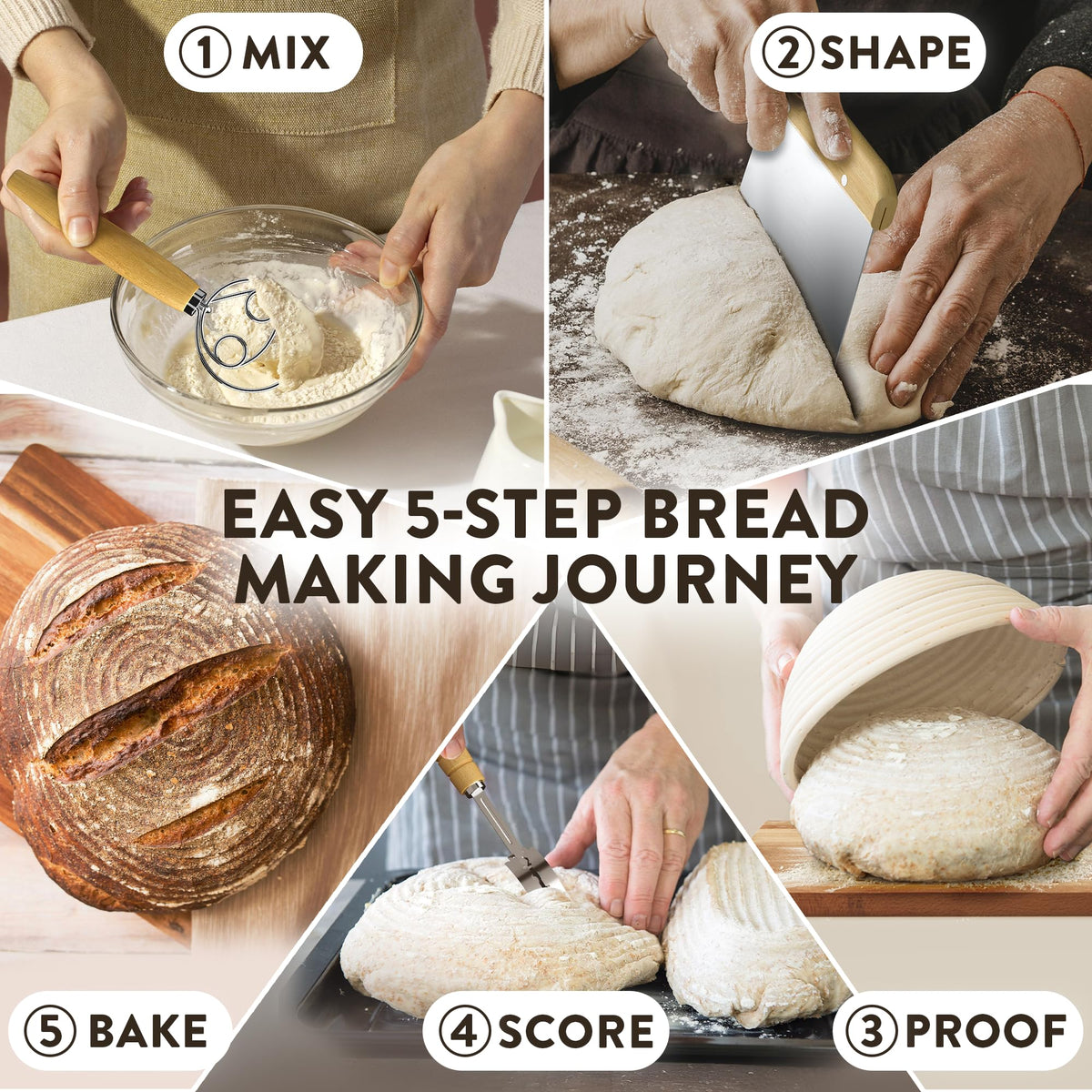 Benicci bread lame with five blades, precise scoring.