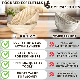 Benicci dough scrapers duo for clean dough shaping.