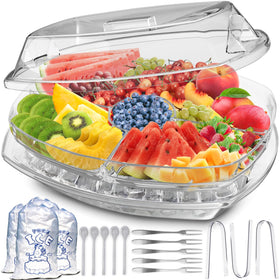 Benicci premium chilled serving tray with lid preserves freshness and protects from dust