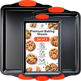 Benicci premium non-stick baking sheet set with three sizes for versatile baking.
