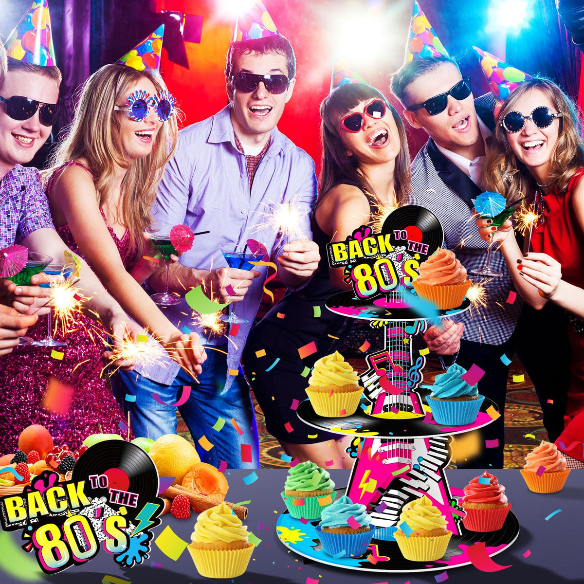 benlouis disco 80s cake holder for retro birthday setups