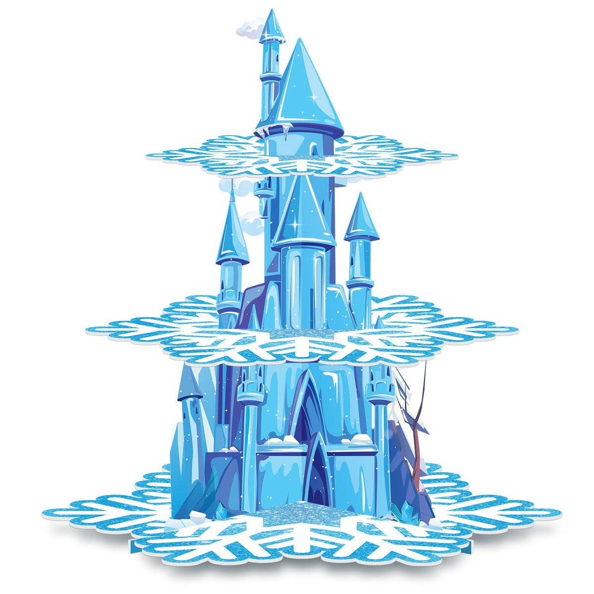 BenLouis frozen cupcake stand with ice castle centerpiece for party
