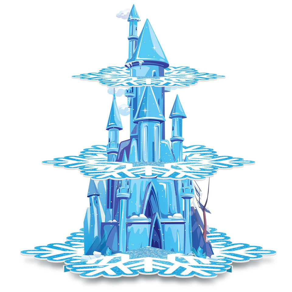 BenLouis frozen cupcake stand with ice castle centerpiece for party