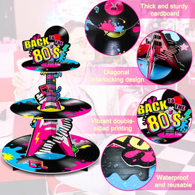 benlouis neon hip-hop dessert tower adds color to 80s celebrations