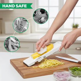 Benriner bowl hooks guide slices into a bowl