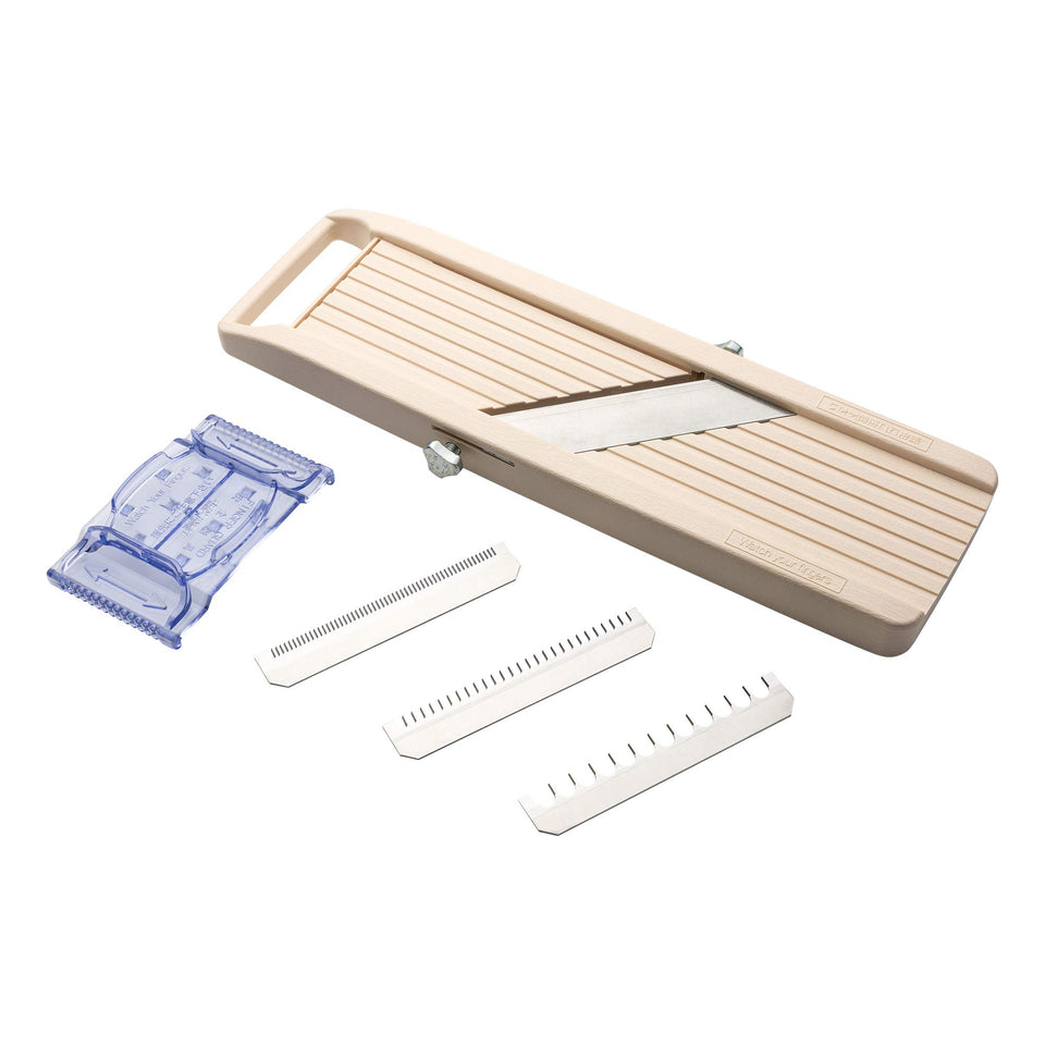Benriner Japanese Mandoline blade-change system enables quick, precise prep.