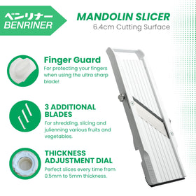 Molybdenum rust-resistant steel blade on Benriner maintains sharpness longer.
