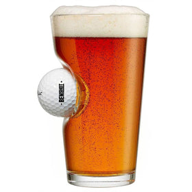 BenShot golf ball inside glass for a striking serve experience