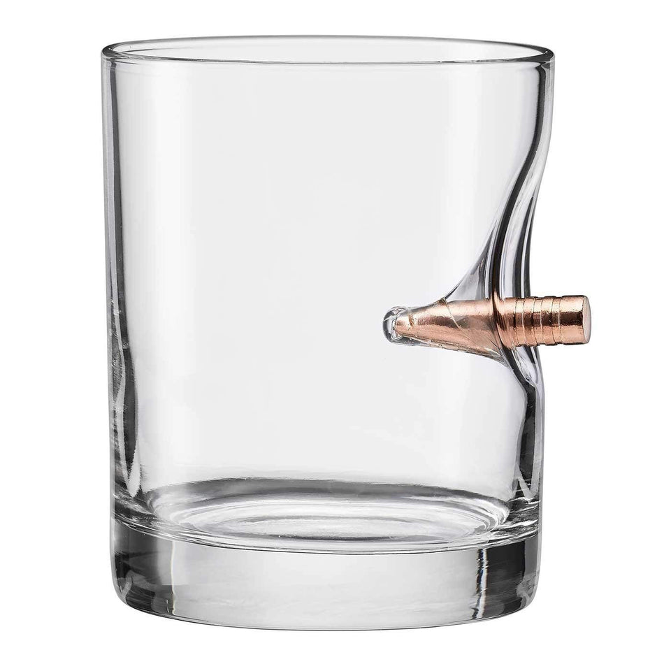 BenShot rocks glass with real .308 bullet for a striking centerpiece.