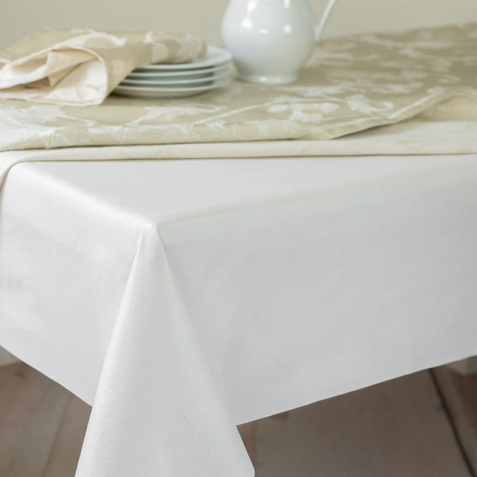 Benson Mills deluxe table pad with embossed vinyl surface protecting the table from spills