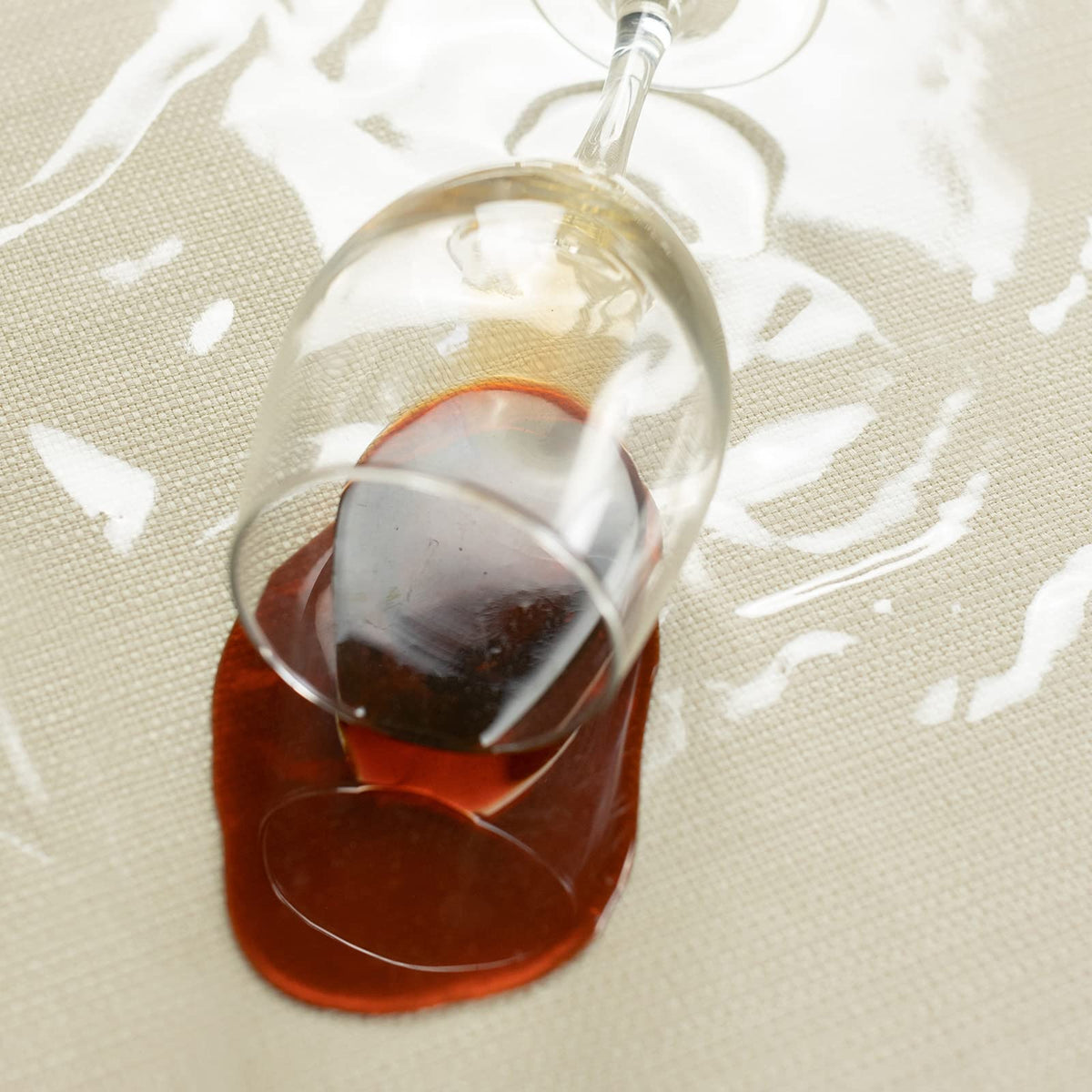 Benson Mills clear tablecloth with clean-sewn edge adds durability